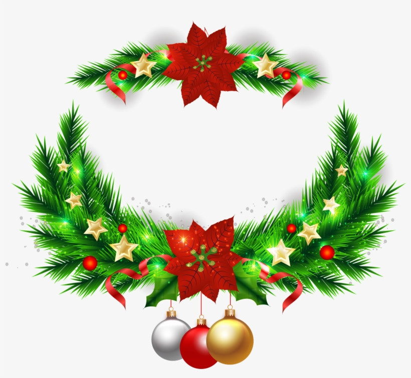 Christmas Tree Wreath Ornament Elements Transprent - Vector Wre3ath Christmas, transparent png download