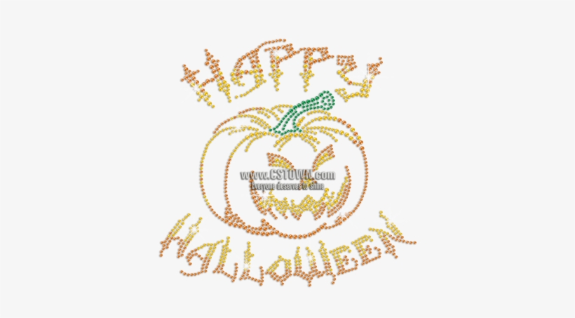 Happy Halloween Pumpkin Iron On Rhinestone Transfer - Emblem, transparent png download