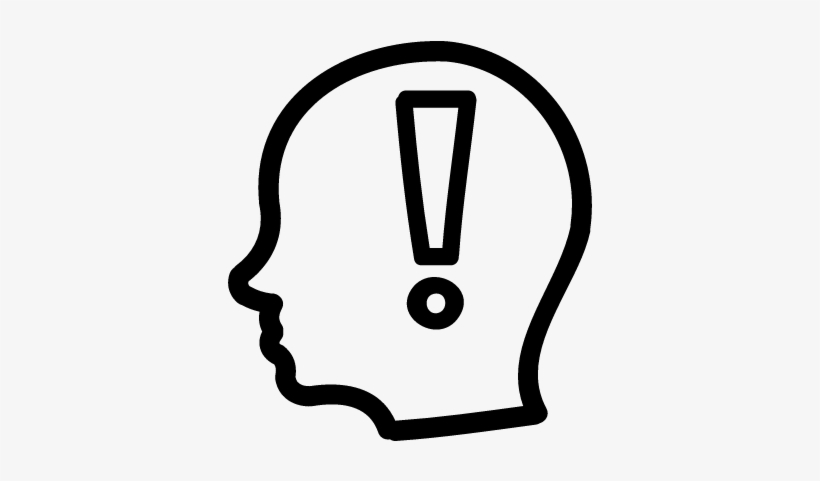 Attention Hand Drawn Symbol Of An Exclamation Sign - Side View Outline Of A Head, transparent png download