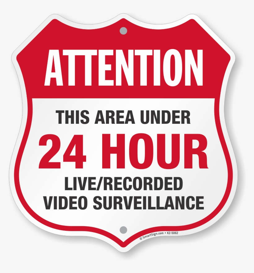 24 Hour Surveillance Shield Sign - Forklift Parking Banner, transparent png download