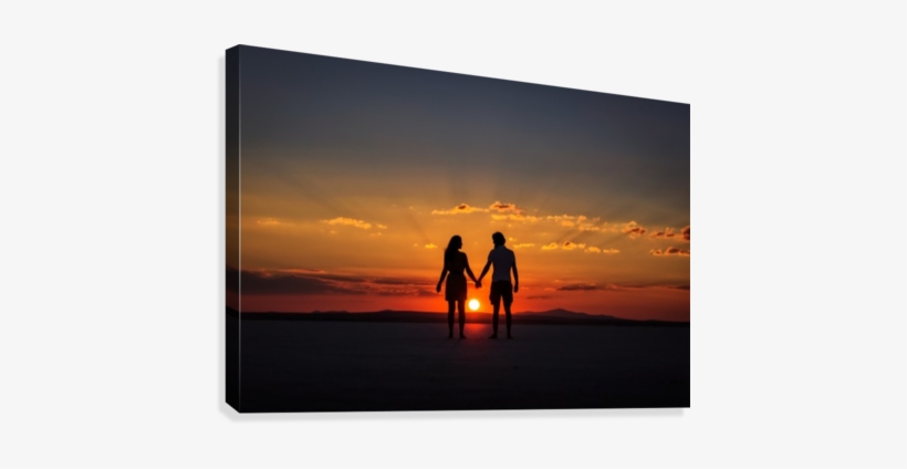 Couple Holding By Hands At Sunset Canvas Print - Sunset, transparent png download