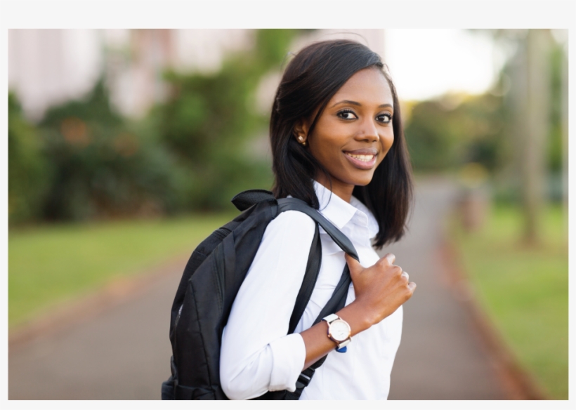 Girl With Backpack - Shoulder-length Hair Youthful Straight Medium Human, transparent png download