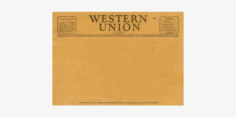 Western Union Png Download - Ww2 Western Union Telegraph, transparent png download