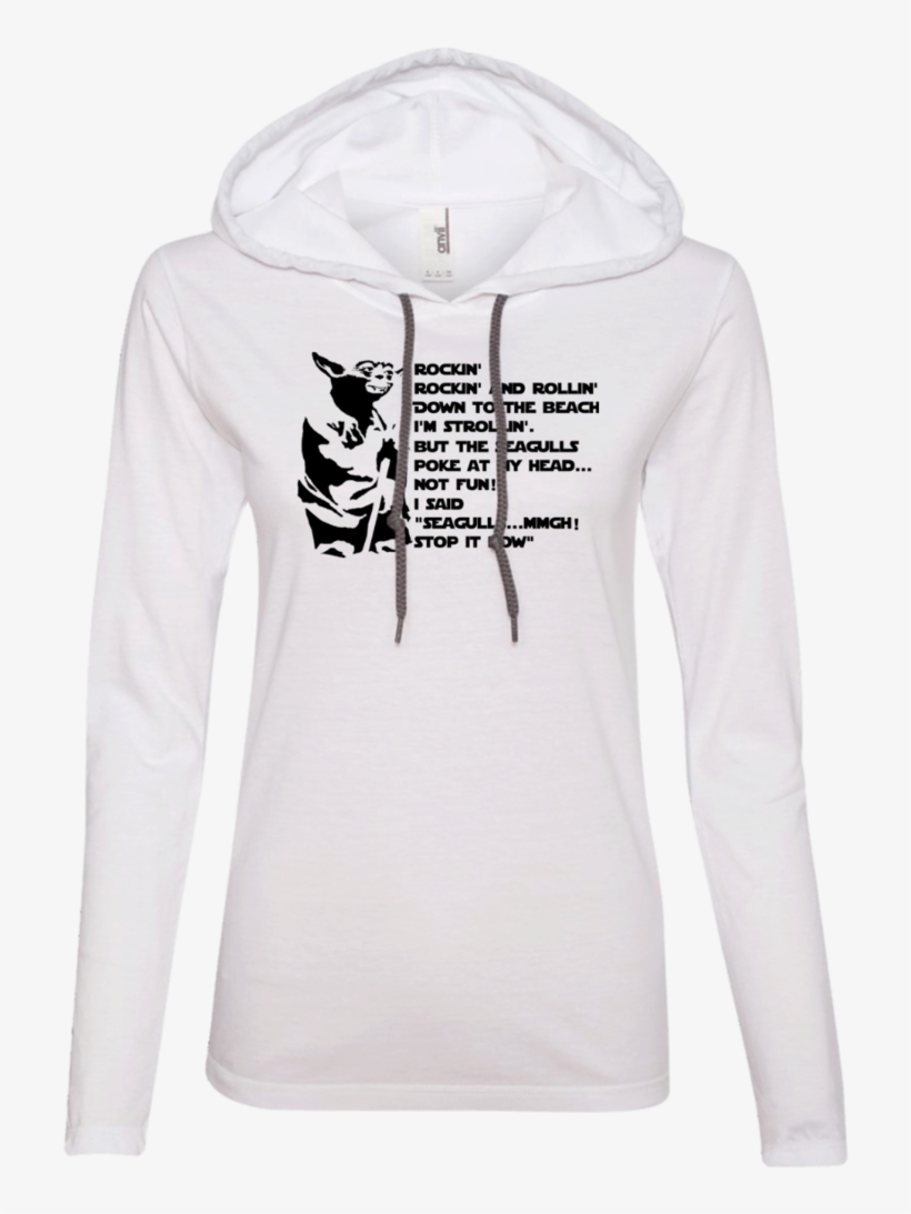 Yoda Seagulls Poke At My Head Ladies Ls T-shirt Hoodie - Chihuahua Art Ladies' Hoodie, transparent png download