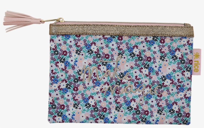 Blue Small Flower Print Zipped Pouch By Rice Dk - Pencil Case, transparent png download