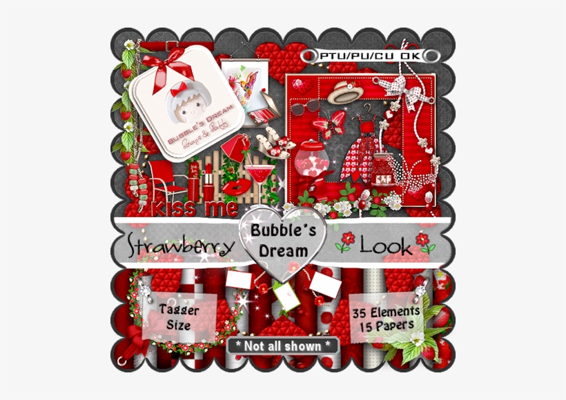 The Strawberry Look ~ Scrapkit * Tagger Size/cu Ok - Strawberry, transparent png download