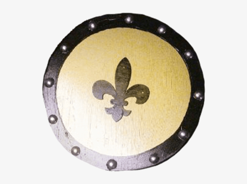 Wooden Gold Fleur De Lis Buckler Shield - Armour, transparent png download