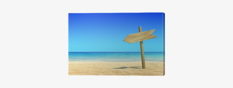 Empty Wooden Signpost On Idyllic Tropical Sand Beach - Sea, transparent png download