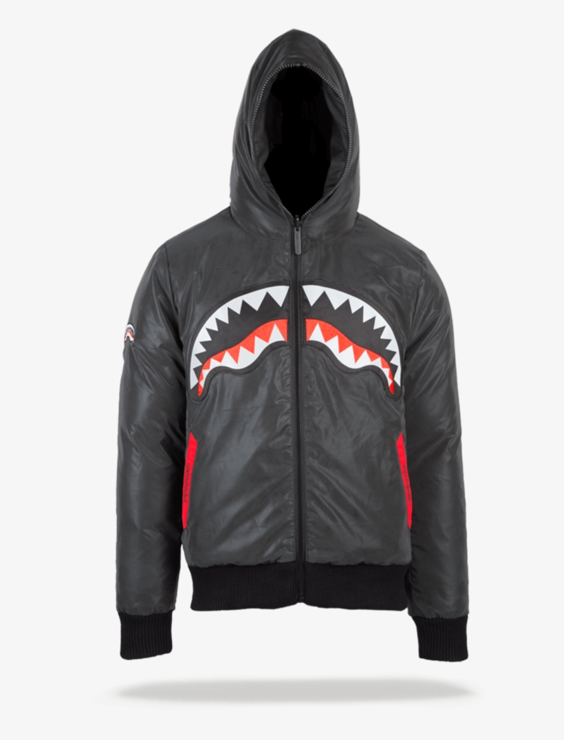 Black 3m Shark Mouth Down Coat Adult - Sweatshirt, transparent png download