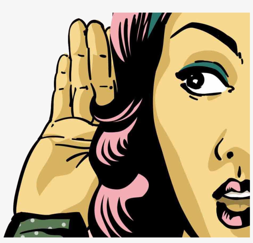 Hair Cells Within The Cochlea Are The Receptors Of - Art Print: Lavitrei's Retro Woman Listening To Gossip,, transparent png download