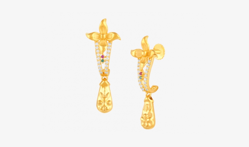 Floral Enchantress Gold Earring - Earrings, transparent png download