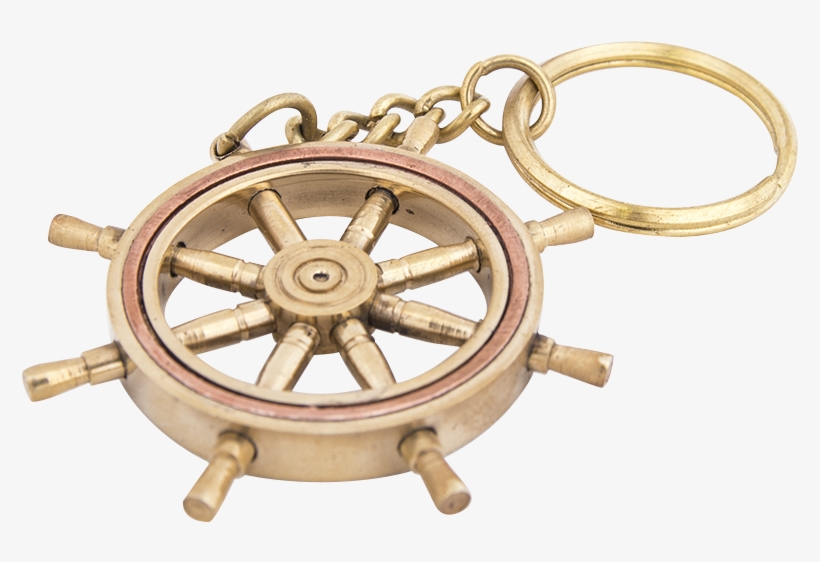 Ships Wheel Key Ring With Wooden Box - Batela Nautical Brass Ships Wheel Keyring, transparent png download