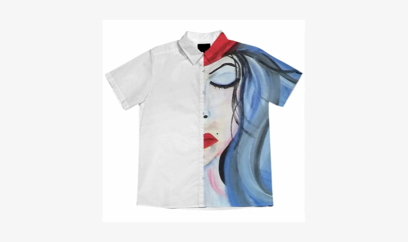 Pretty Ugly Womens Blue Sleeping Short Sleeve Button - Polo Shirt, transparent png download