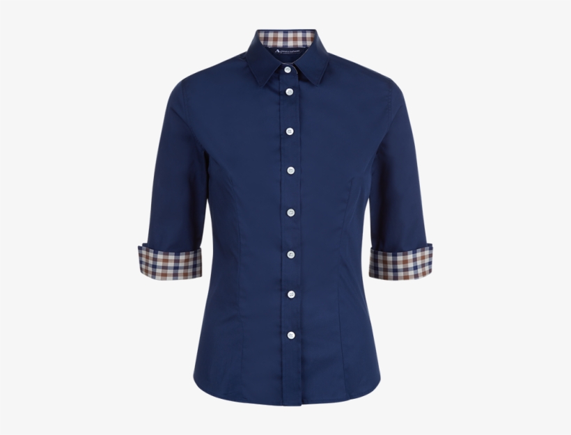 Sadie Club Check Trim Shirt Sadie Club Check Trim Shirt - Shirt, transparent png download