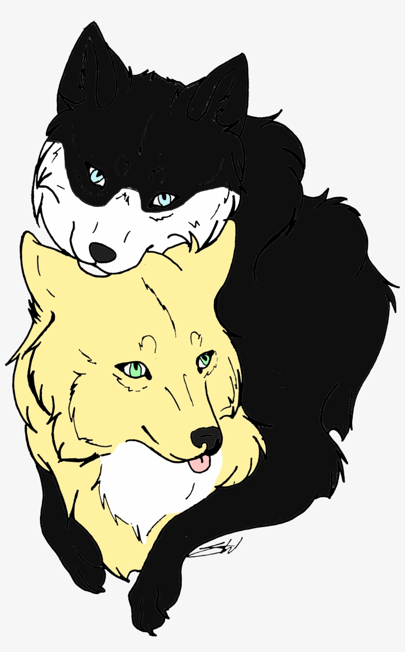 Sibling Wolf Lineart By Xx Auburn Wolf Xx-d567rqi - Portable Network Graphics, transparent png download