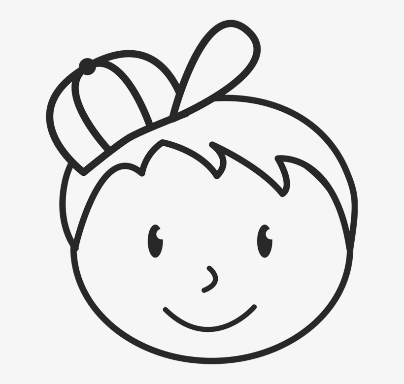 Boy Face With Messy Hair And Hat Stamp - Boy Stick People Faces, transparent png download