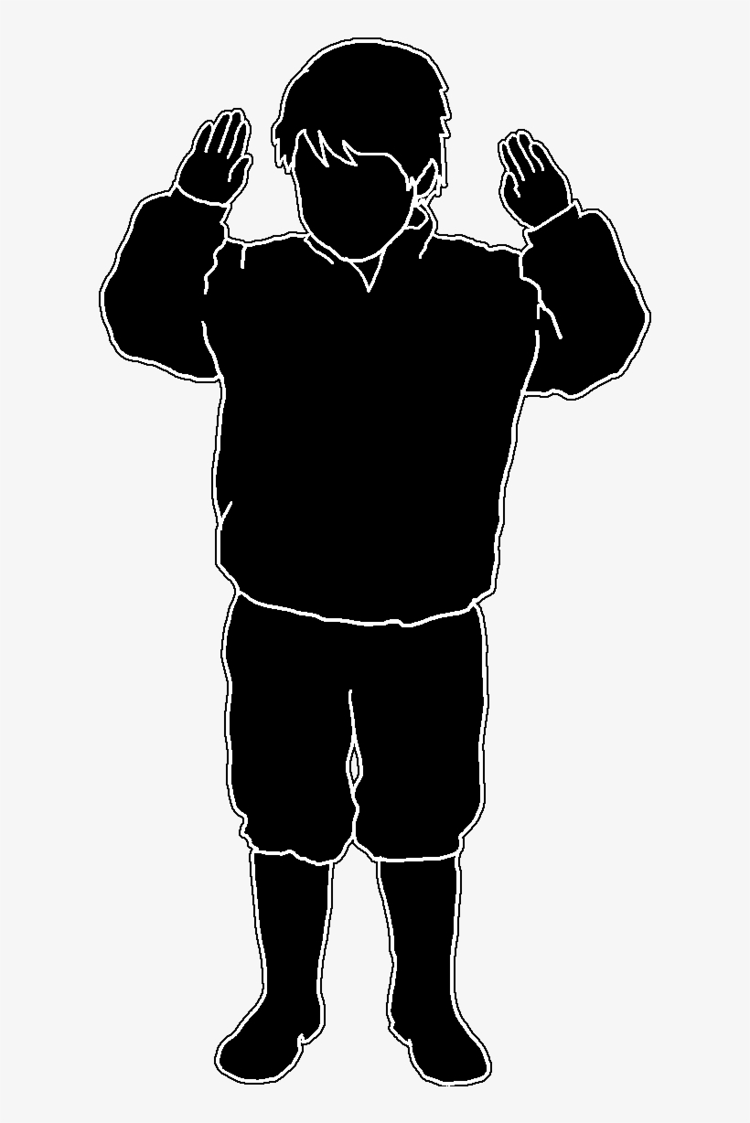 Black Cilhouette Kid White Line - Children Silhouettes Coloring, transparent png download