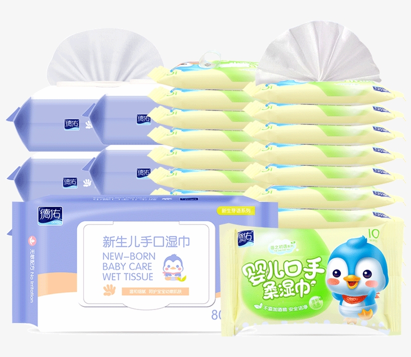 Deyou Baby Wipes Newborn Baby Fart Wet Wipes Children's - Cartoon, transparent png download