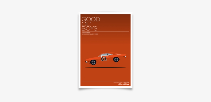 Dodge Charger 'general Lee' From The Dukes Of Hazzard - Charger General Lee Poster, transparent png download