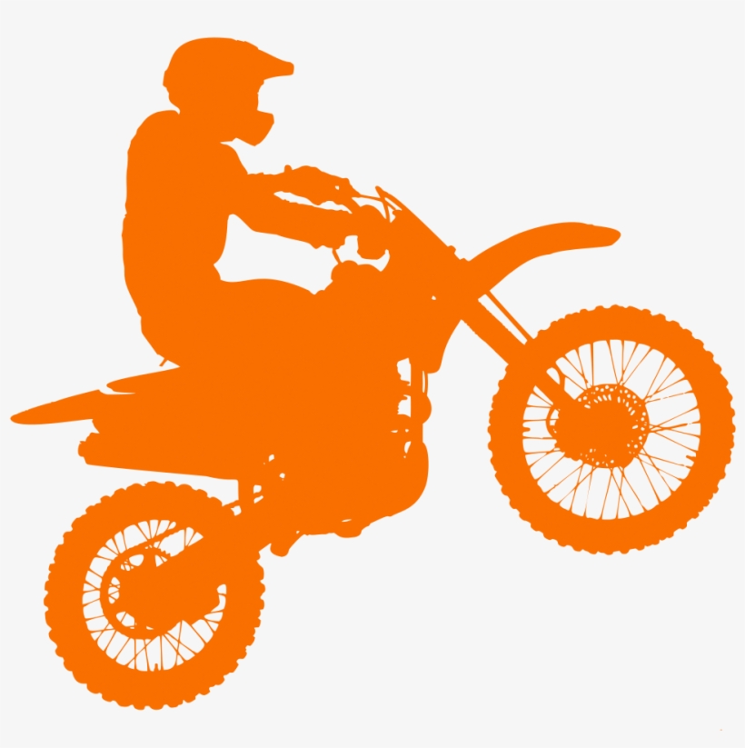 Dirt Bike Silhouette-281393 Copy - Orange Dirt Bike Silhouette, transparent png download