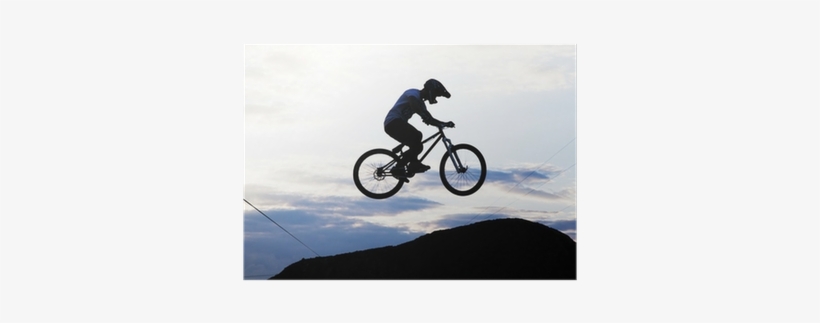 Silhouette Of A Man Doing A Jump With A Bmx Bike Poster - Bicycle, transparent png download