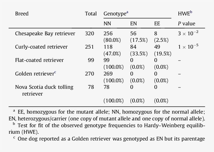 Dnm1 Genotype Numbers And Frequencies In Non-labrador - Retriever, transparent png download