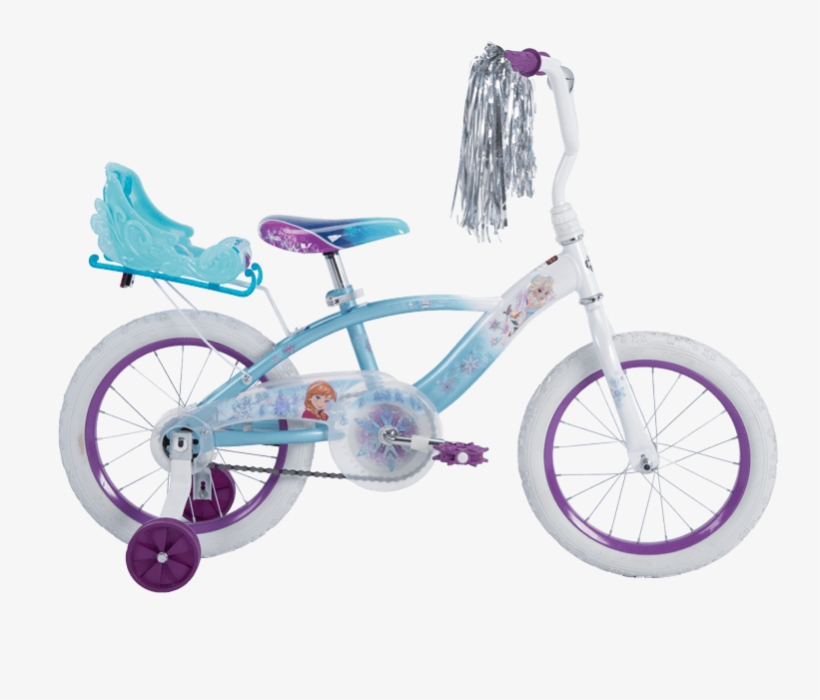 16" Disney Frozen Ez Build Bike With Doll Sleigh, Purple - Bicycle, transparent png download