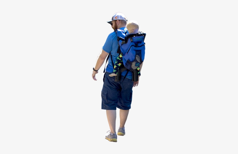 Dad Hiking With A Toddler In His Backpack People Png, - Hiking, transparent png download