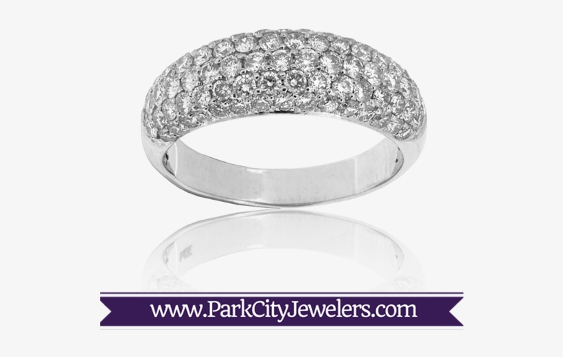 Domed Pave Diamond Band - Mountain And Forest Scene Band, transparent png download