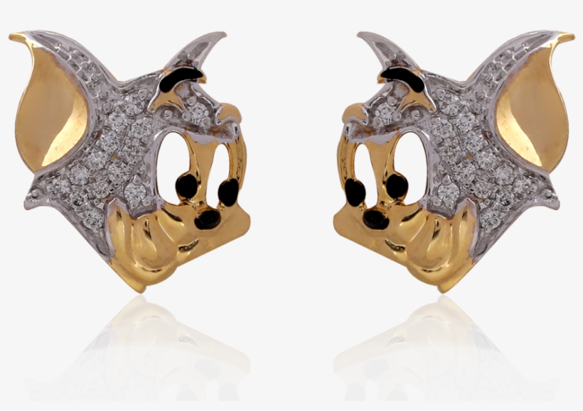 Sparkling Golden Cat Earrings - Earrings, transparent png download