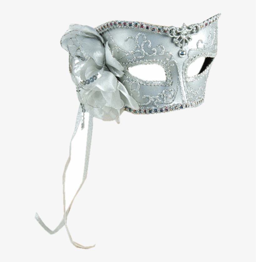 Silver Mask With Rose (eye Masks) - Female - One Size, transparent png download