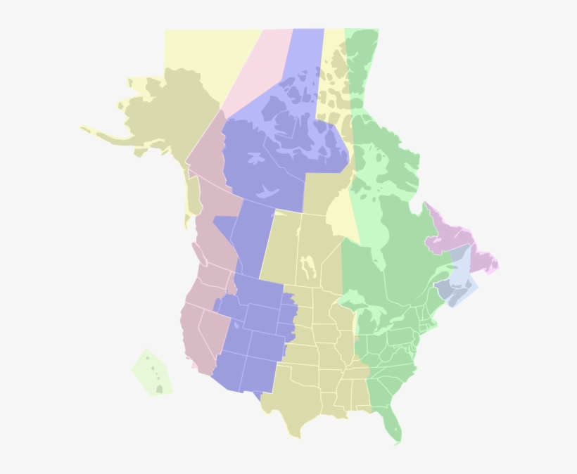 North America Time Zone Map, transparent png download