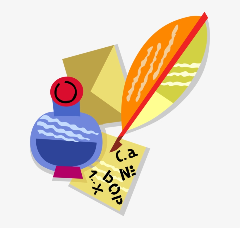 Vector Illustration Of Ink Well And Feather Quill Pen - Makar Sankranti, transparent png download