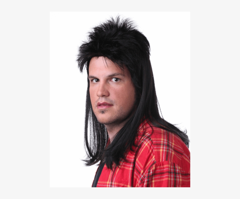 Sepia Costume Mullet Synthetic Wig - Black, transparent png download