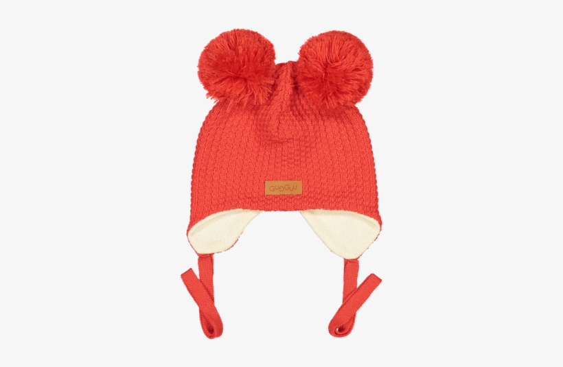 Beanie With Double Tuft And Ear Flaps, Bright Red - Gugguu Bright Red, transparent png download