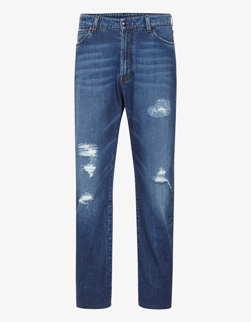 Distress Cotton Denim Trousers - Jeans Image Png, transparent png download