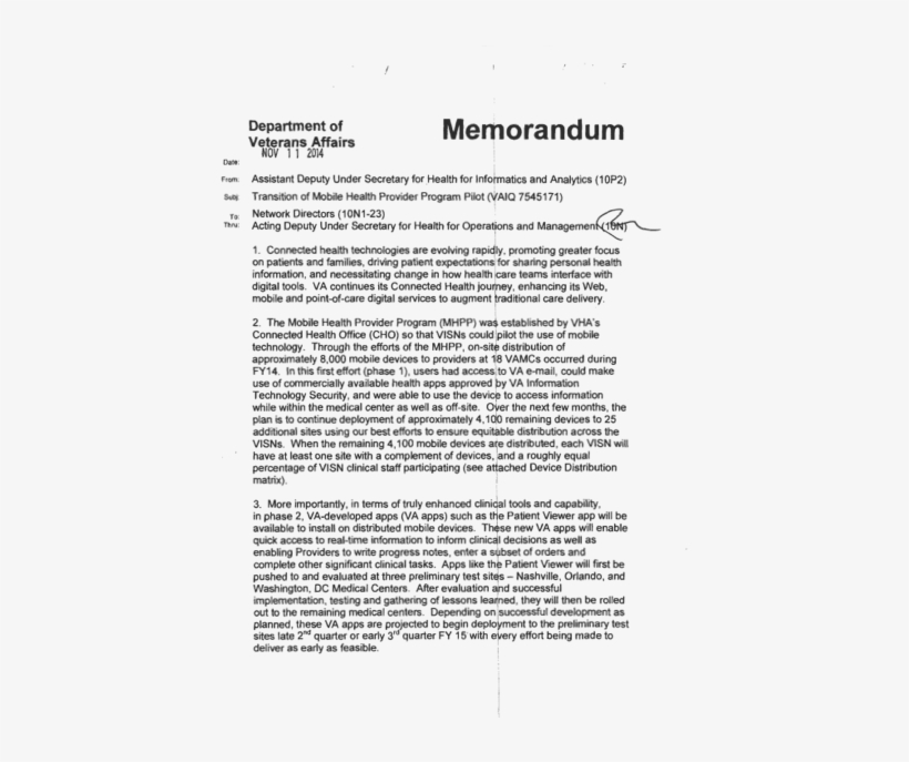 Memo Explaining Transition From Pilot To Va Mobile - Mobile Phone, transparent png download