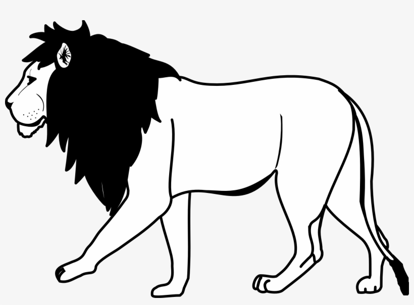Lion 2 Black White Line - Black And White Clip Art Lion, transparent png download