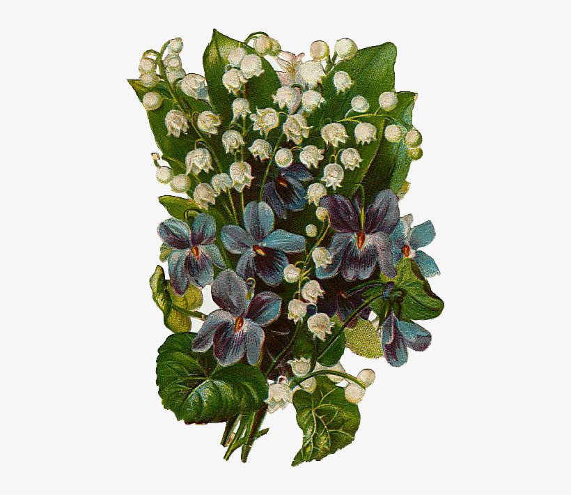 Vintage Violets And Lily's Of The Valley Bouquet Free, transparent png download