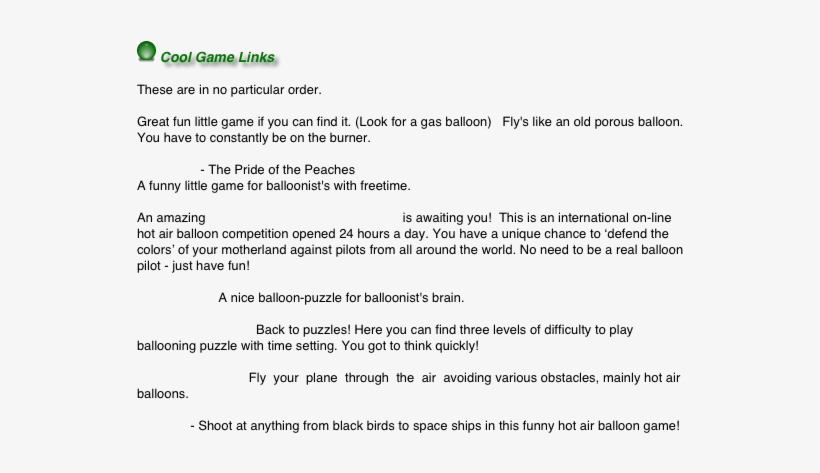 Cool Game Links These Are In No Particular Order - Balloon, transparent png download