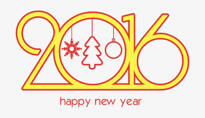 Happy New Year 2016 Text With Christmas Items - Christmas Day, transparent png download