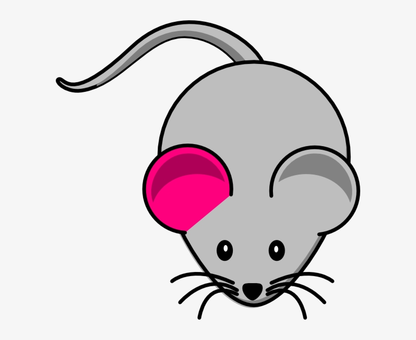 How To Set Use Single Pink Ear Gray Mouse Clipart - Cartoon Mouse Shower Curtain, transparent png download