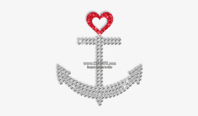 Sparkle Anchor And Heart Hotfix Bling Transfer Motif - Illustration, transparent png download