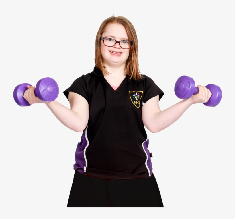 A Girl Lifts A Weight In Each Hand And Smiles - Weight, transparent png download
