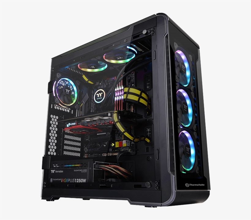 Intel Z390 Tower Desktop Pc - Thermaltake View 32 Tempered Glass Rgb Edition Mid, transparent png download