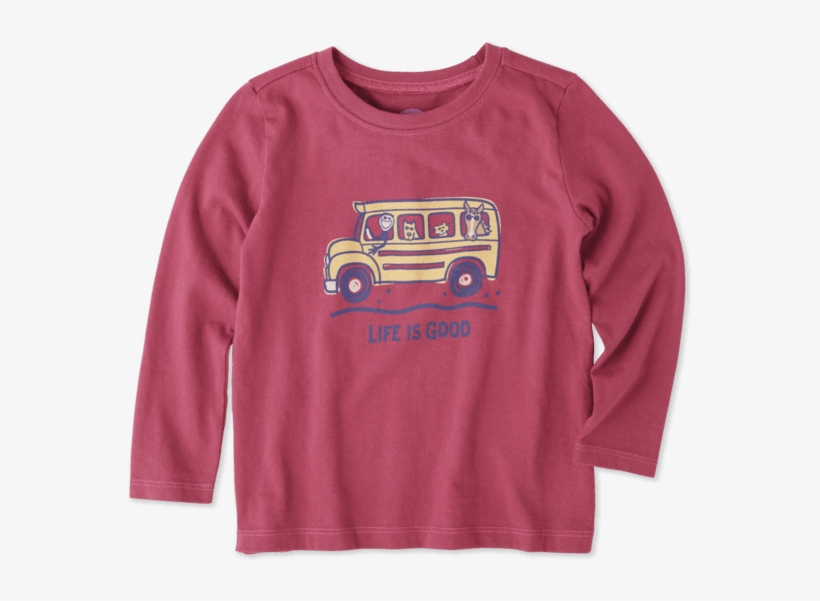Toddlers School Bus Friends Long Sleeve Crusher Tee - Sweatshirt, transparent png download