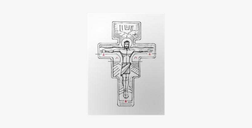 Jesus Christ At The Cross And Religious Symbols Poster - Religion, transparent png download