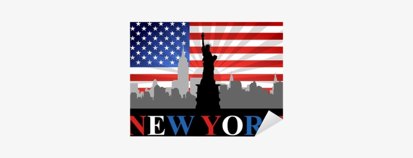 Liberty With New York City And Usa Flag As Background - New York City, transparent png download