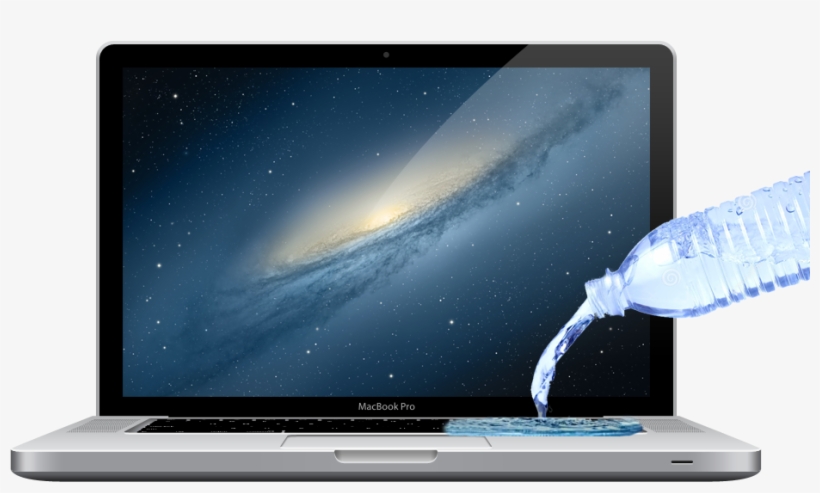 Spilled Something On Your Apple - Water Bottle Spilling On Computer, transparent png download