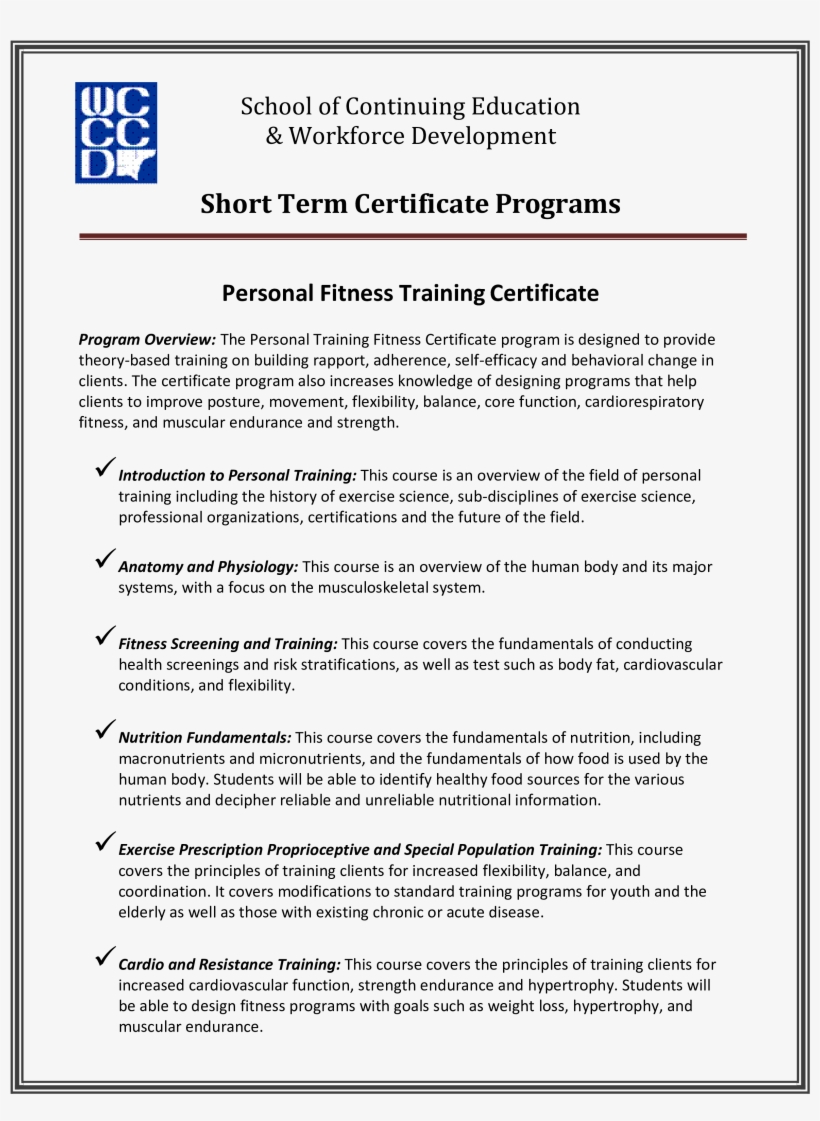 Personal Fitness Training Certificate Main Image Download - Personal Trainer, transparent png download